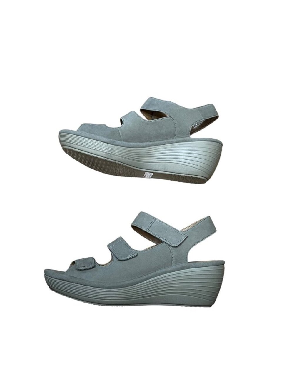 Clarks Collection Womens Soft Cushion Wedge Sandals Size 8W Gray Adjustable Stra - Picture 2 of 10